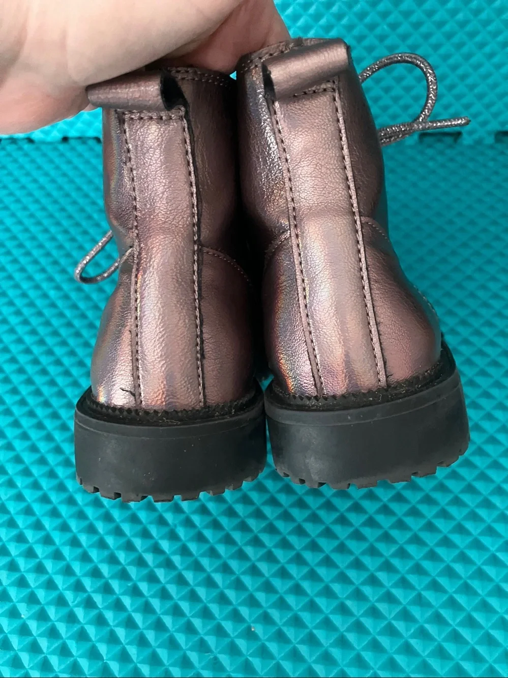 OLD NAVY Big Girls Faux-Leather Lace-Up Combat Boots | 1